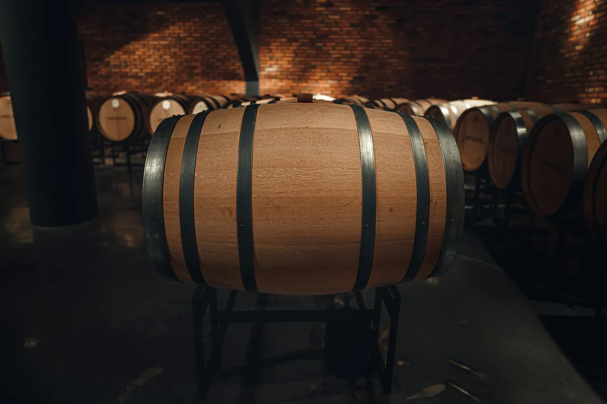 A bunch of barrels that are in a room