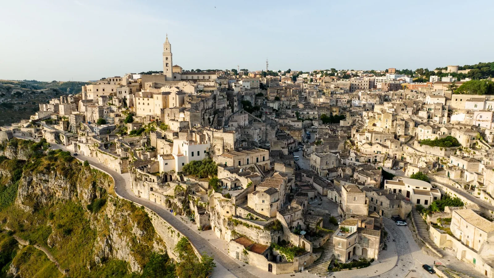 A historic hillside town with ancient architecture and winding streets