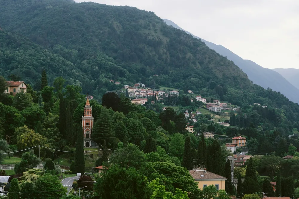 A small village nestled on a mountain side