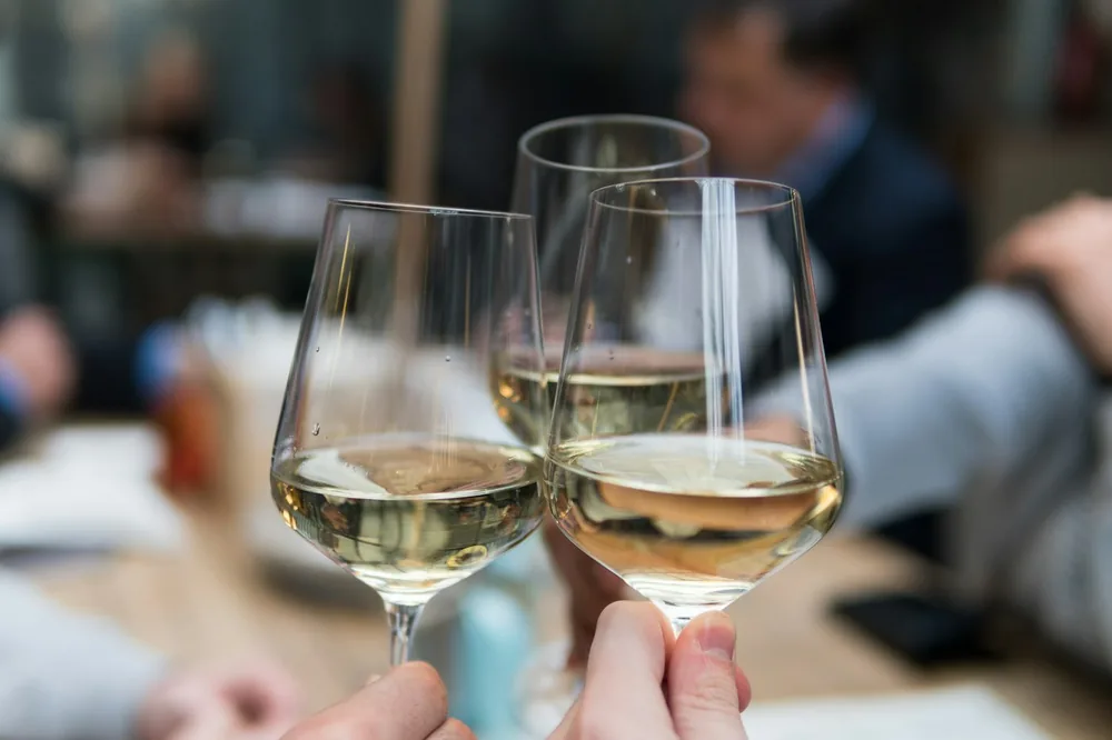 Celebrating with white wine