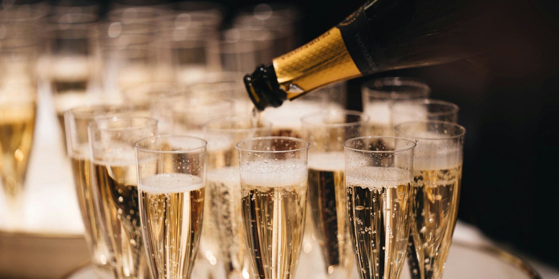 Sparkling wine poured for a toast